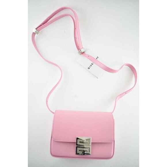 Givenchy Mini 4G Baby Pink Calf Leather Silver Logo Flap Crossbody Shoulder Bag - Picture 4 of 12